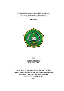 Pluralisme Agama Menurut Al-Qur'an (Studi Al-Qur'an Dan Tafsirnya) - Institutional Repository Of Uin Satu Tulungagung