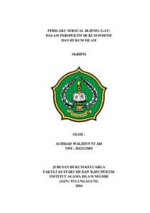Perilaku Seksual Sejenis (Gay) Dalam Perspektif Hukum Positif Dan Hukum Islam - Institutional Repository Of Uin Satu Tulungagung