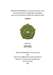 Penerapan Pendidikan Agama Islam Pada Anak Usia Dini Di Paud Az-Zahra Desa Semarum Kecamatan Durenan Kabuaten Trenggalek - Institutional Repository Of Uin Satu Tulungagung