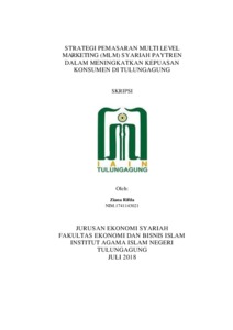 Strategi Pemasaran Multi Level Marketing (Mlm) Syariah Paytren Dalam Meningkatkan Kepuasan Konsumen Di Tulungagung - Institutional Repository Of Uin Satu Tulungagung