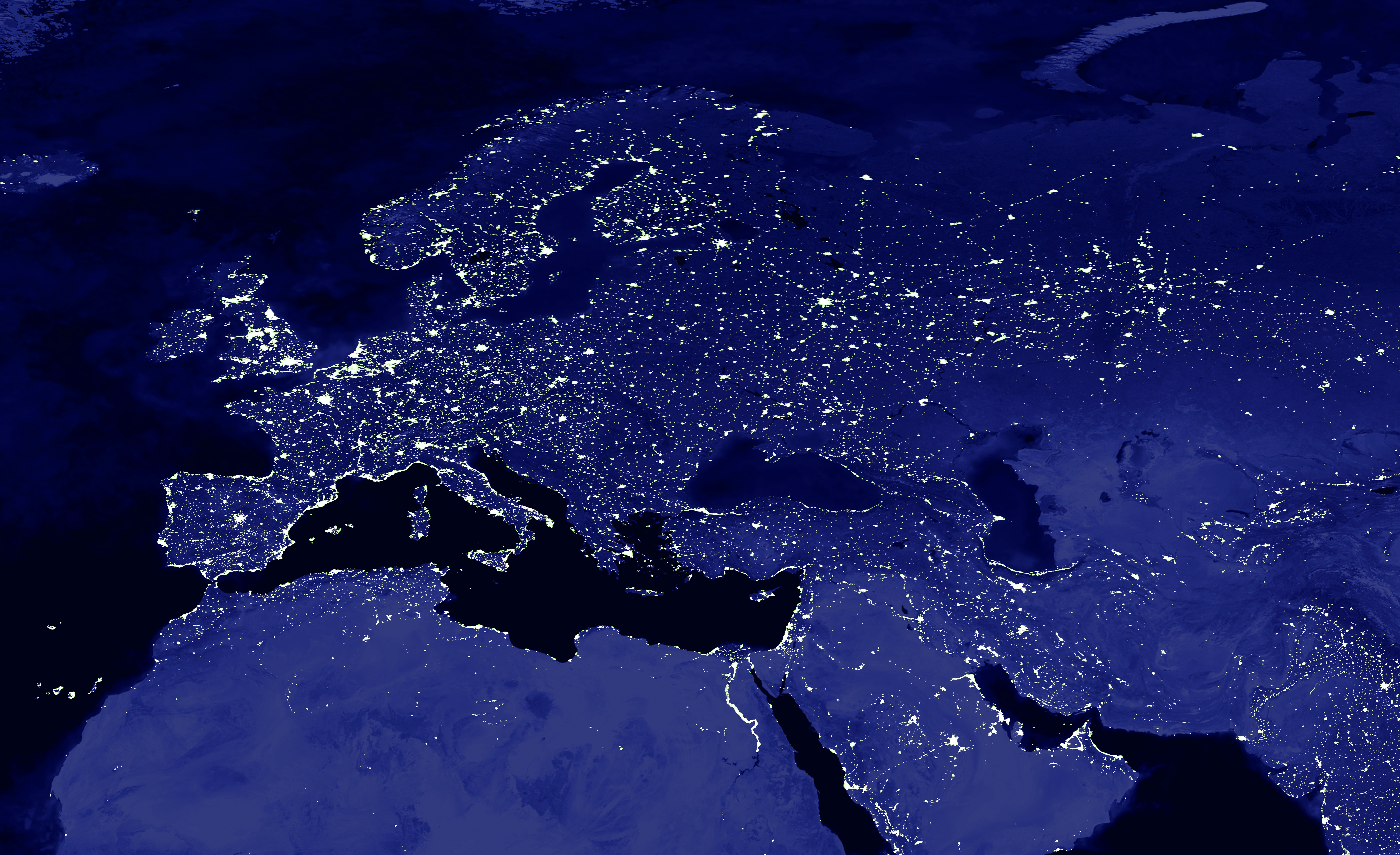 Map Of Europe At Night European continent electrical lights map at night. European city lights