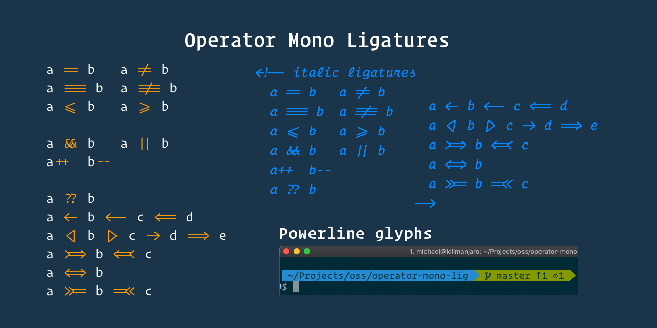 GitHub kiliman/operatormonolig Add ligatures to Operator Mono