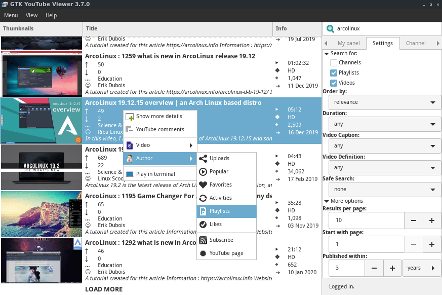 GitHub trizen/youtubeviewer Lightweight YouTube client for Linux