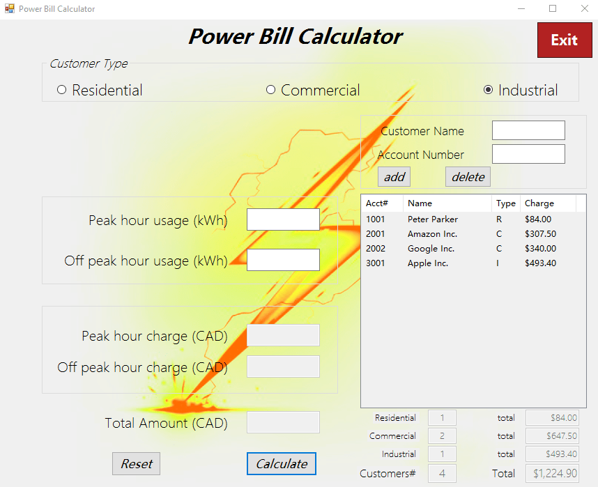 GitHub hdmdhr/PowerBillCalculator Electricity bill calculator with