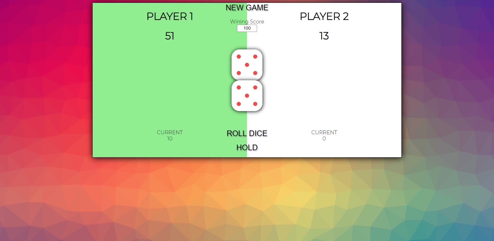 GitHub dorhdd/Dice_GameJavaScript A dice game, built in JavaScript