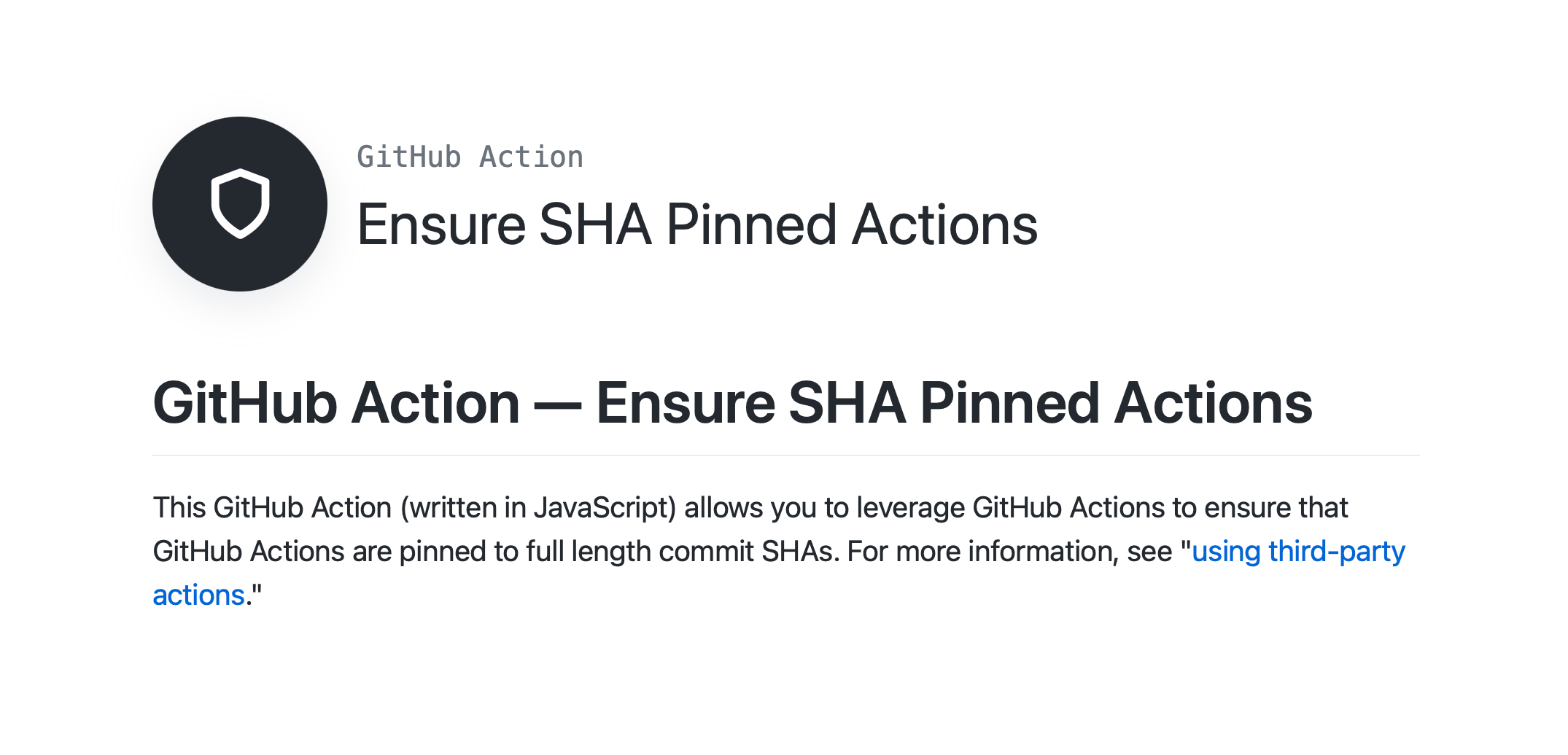 Ensure SHA Pinned Actions · Actions · GitHub Marketplace · GitHub