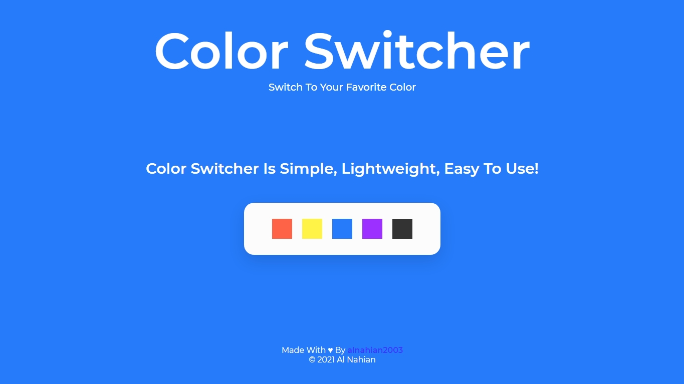 GitHub alnahian2003/colorswitcher Color Switcher is a simple project to demonstrate how the