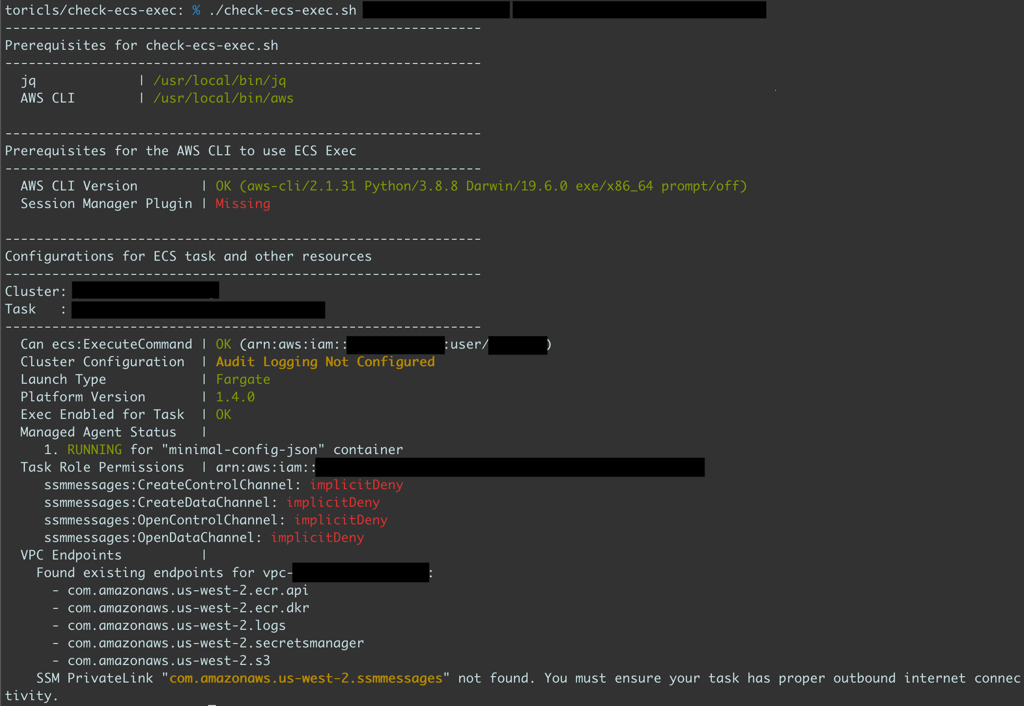 GitHub awscontainers/amazonecsexecchecker 🚀 Preflight checks