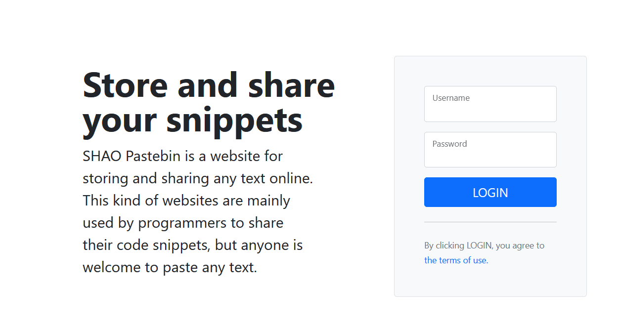 GitHub Futrime/SHAOPastebin A web app for storing and sharing any
