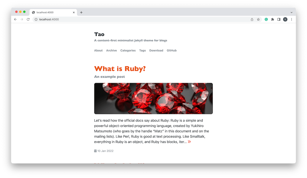 GitHub vfvong/jekyllthemetao A contentfirst minimalist Jekyll