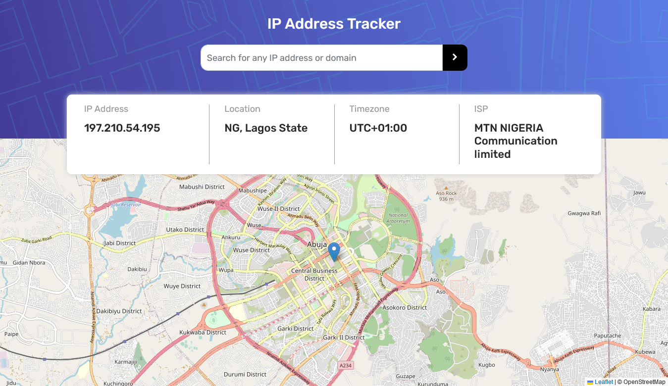 GitHub Kingsleyaham/IpAddressTracker An ip address tracker using