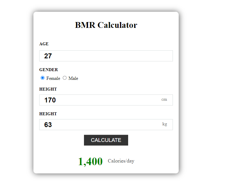 GitHub duyguakin/BMR BMR calculator using HTML, CSS and JavaScript.