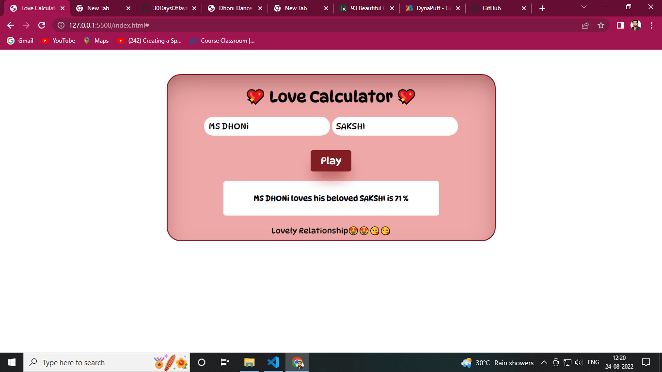GitHub sanketpaul/love_calculator
