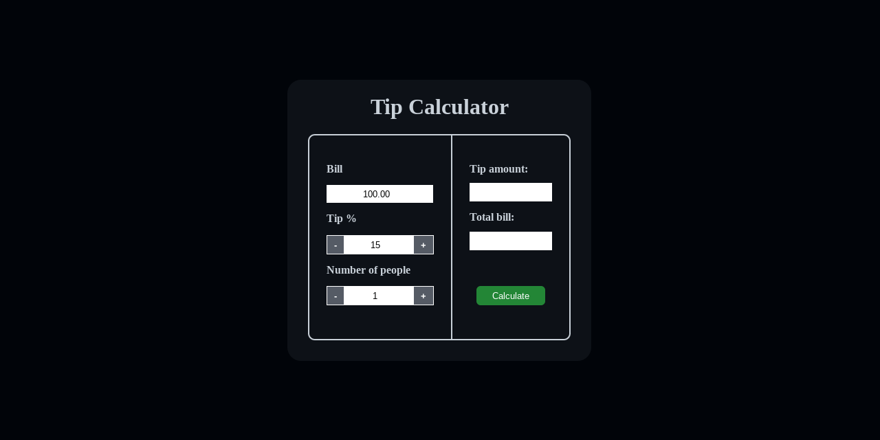 GitHub EidanGar/Tip_Calculator A calculator that takes a bill amount