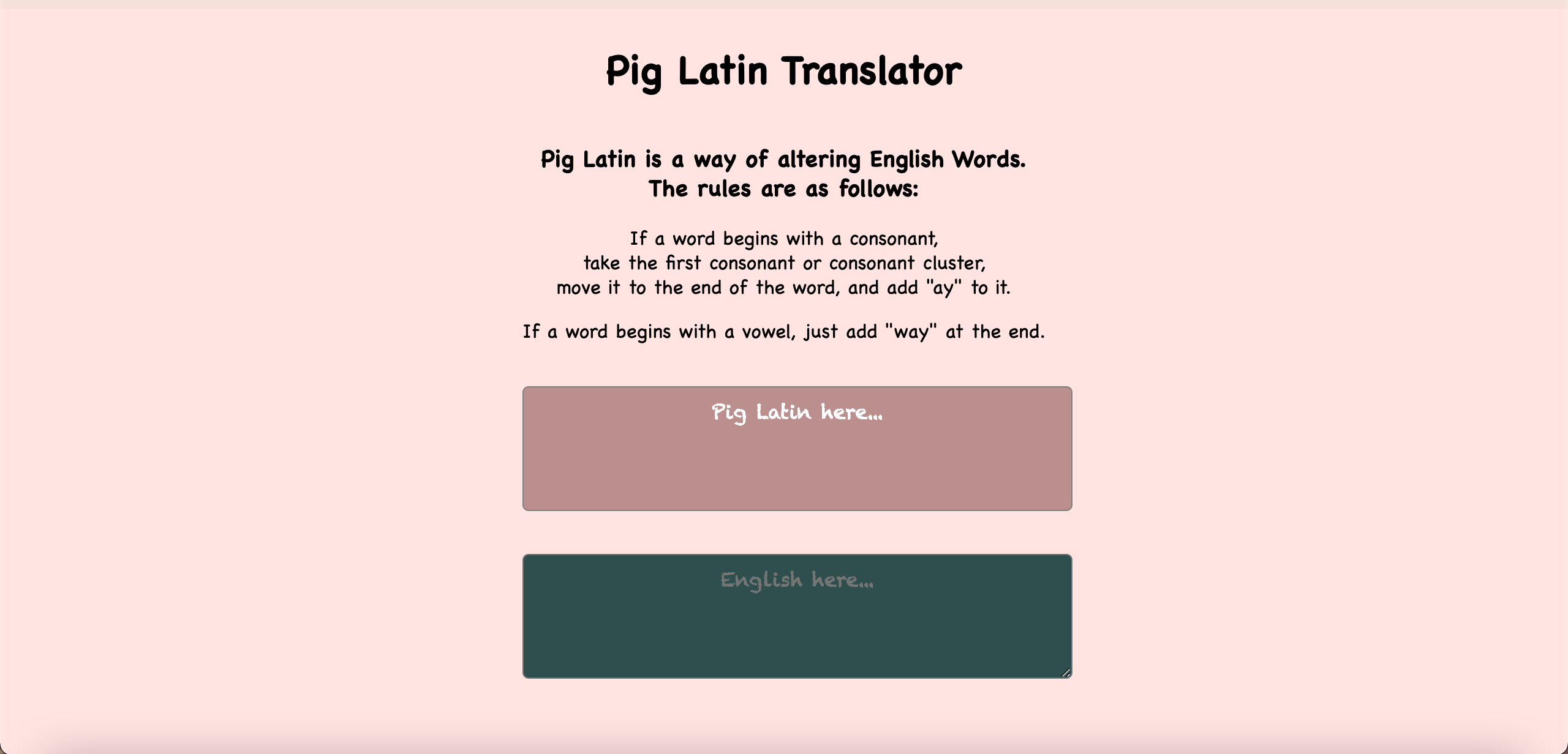GitHub DanCQ/PigLatinTranslator Pig Latin Translator. I'm using