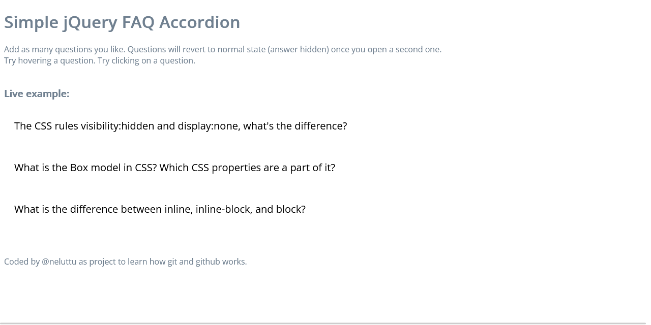 GitHub neluttu/jqueryaccordionfaq Just a simple jQuery FAQ