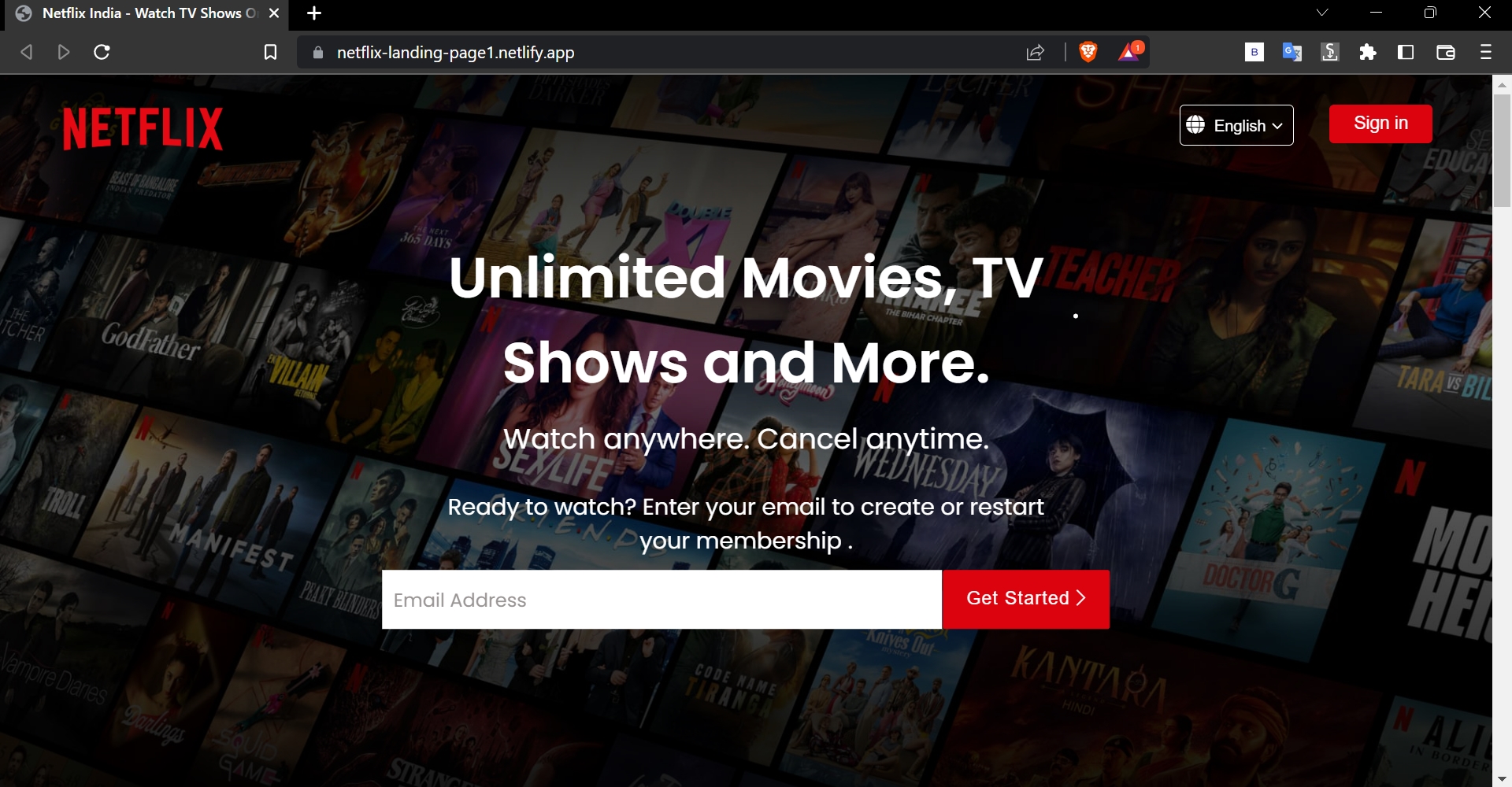 GitHub Netflix Landing Page Clone