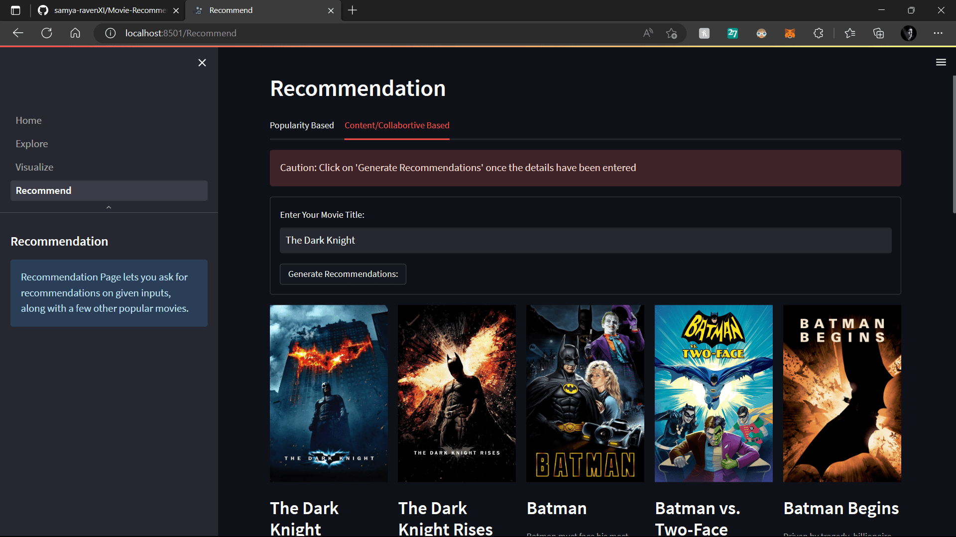GitHub This project uses