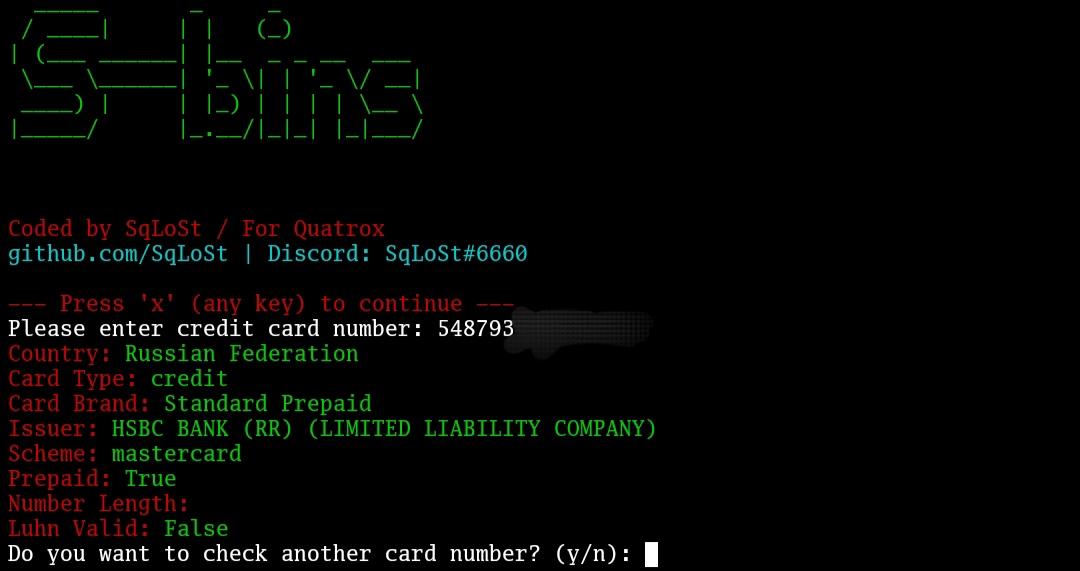 GitHub SqLoSt/sbins SBINS is an credit card checker and validator