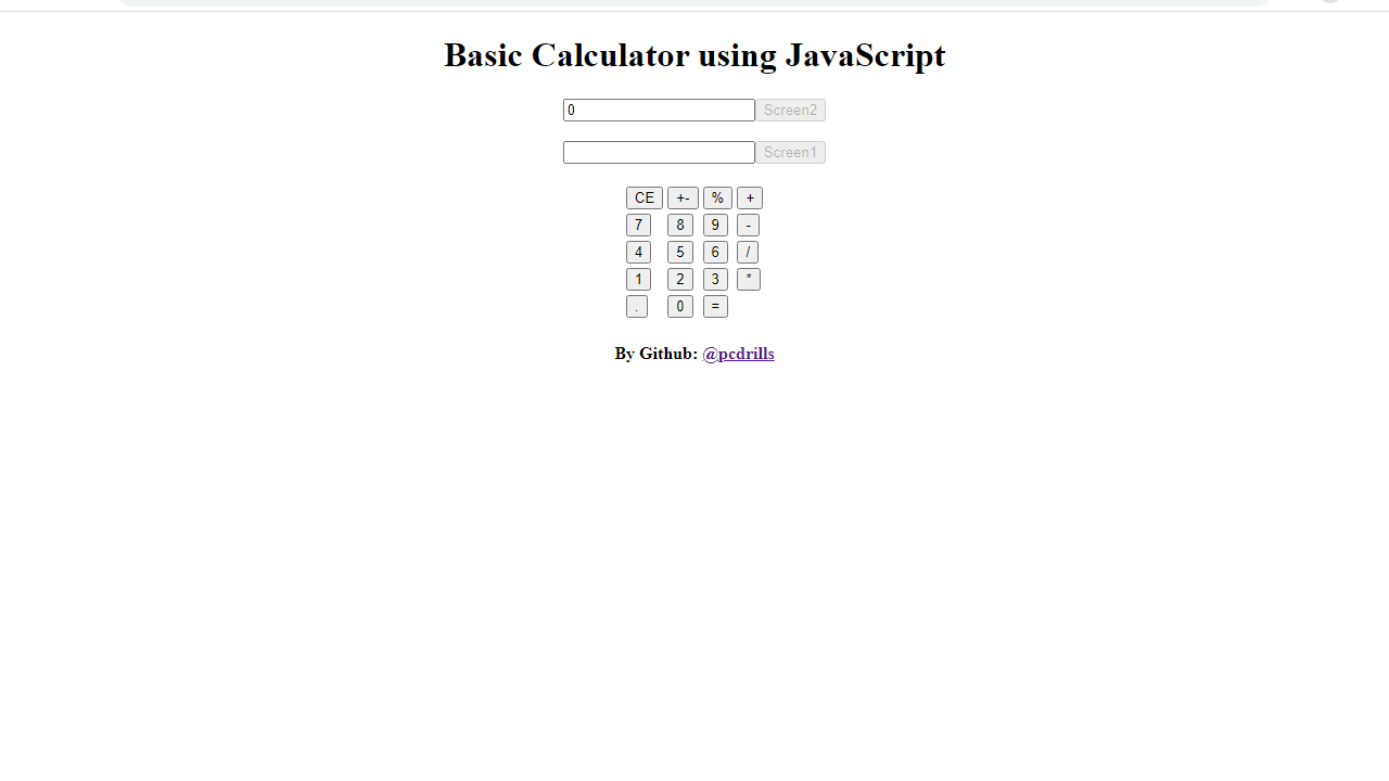 GitHub pcdrills/calculatorwithjavascript Just a basic calculator