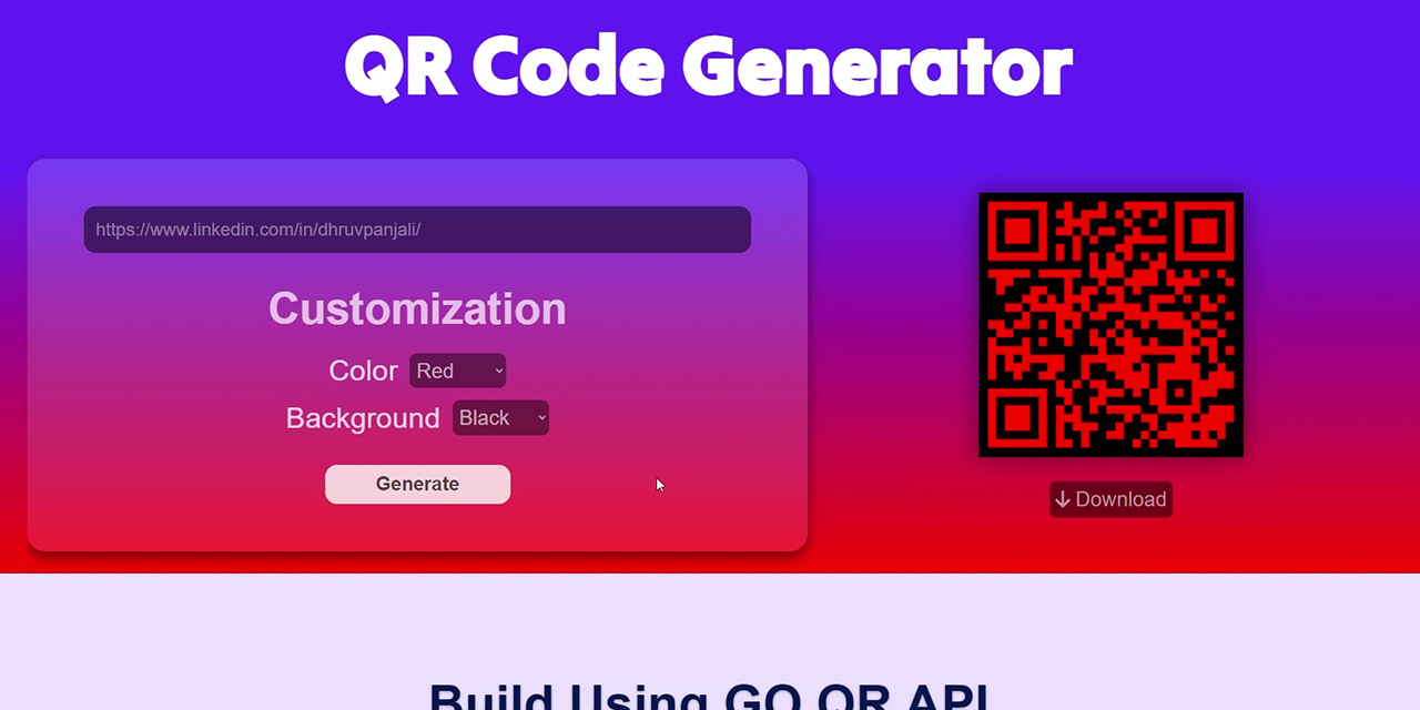 GitHub dhruvpanjali/QRCodeGenerator API Integrated Responsive 