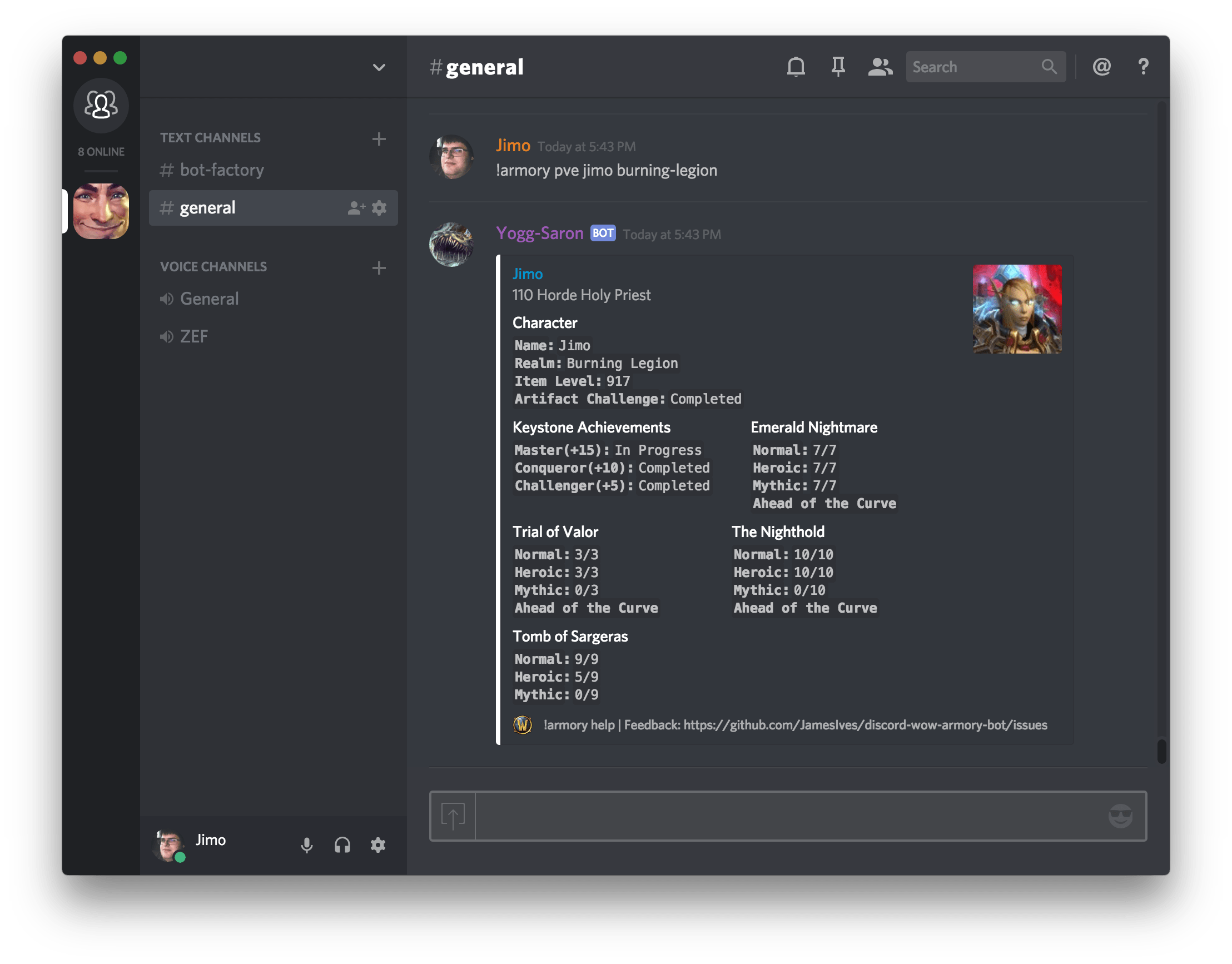 GitHub - JamesIves/discord-wow-armory-bot: ⚔️🗡️ World of Warcraft bot