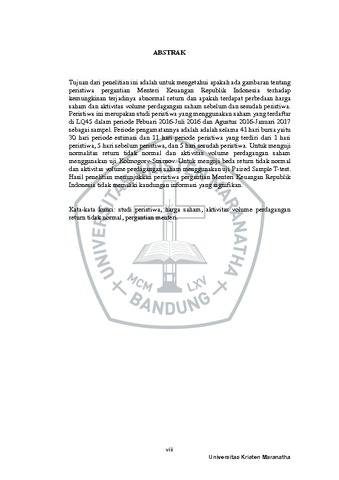 Dampak Pergantian Menteri Keuangan Republik Indonesia Tahun 2016 Terhadap  Harga Saham dan Volume Perdagangan yang Terdaftar Dalam Bursa Efek  Indonesia - MCUrepository