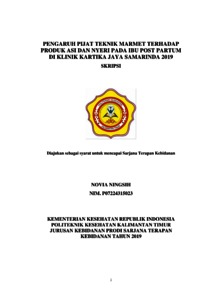 Pengaruh Pijat Teknik Marmet Terhadap Produksi Asi Dan Nyeri Pada Ibu Post Partum Di Klinik Kartika Jaya Samarinda - Repository Poltekkes Kemenkes Kaltim