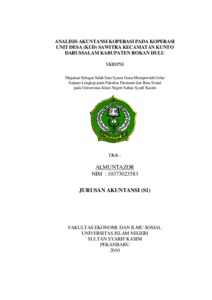 Analisis Akuntansi Koperasi Pada Koperasi Unit Desa (Kud) Sawitra Kecamatan Kunto Darussalam Kabupaten Rokan Hulu - Universitas Islam Negeri Sultan Syarif Kasim Riau Repository