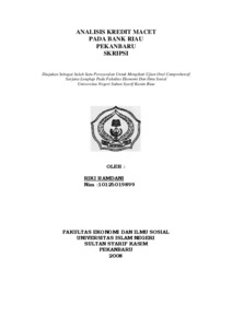 Analisis Kredit Macet Pada Bank Riau Pekanbaru Skripsi - Universitas Islam Negeri Sultan Syarif Kasim Riau Repository