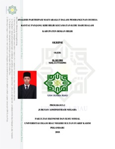 Analisis Partisipasi Masyarakat Dalam Pembangunan Di Desa Rantau Panjang Kiri Hilir Kecamatan Kubu Babussalam Kabupaten Rokan Hilir - Universitas Islam Negeri Sultan Syarif Kasim Riau Repository
