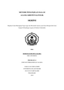 Metode Penginjilan Dalam Agama Kristen Katolik - Universitas Islam Negeri Sultan Syarif Kasim Riau Repository