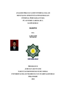 Analisis Peranan Audit Internal Dalam Menunjang Efektivitas Pengendalian Internal Perusahaan Pada Pt. Suntory Garuda Bu L Kampar Riau - Universitas Islam Negeri Sultan Syarif Kasim Riau Repository