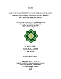 Analisis Penerapan Perhitungan Pajak Pertambahan Nilai (Ppn) Sesuai Dengan Undang – Undang No 42 Tahun 2009 Pada Pt. Cahaya Araminta Pekanbaru - Universitas Islam Negeri Sultan Syarif Kasim Riau Repository