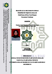 Praktik Jual Beli Barang Bekas Perspektif Fiqh Muamalah (Studi Kasus Di Desa Tarai Bangun Kecamatan Tambang) - Universitas Islam Negeri Sultan Syarif Kasim Riau Repository