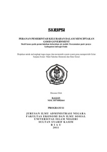 Peranan Pemerintah Kelurahan Dalam Menciptakan Good Government Studi Kasus Pada Pemerintahan Kelurahan Air Molek I Kecamatan Pasir Penyu Kabupaten Indragiri Hulu - Universitas Islam Negeri Sultan Syarif Kasim Riau Repository