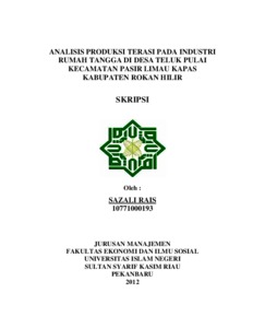 Analisis Produksi Terasi Pada Industri Rumah Tangga Di Desa Teluk Pulai Kecamatan Pasir Limau Kapas Kabupaten Rokan Hilir - Universitas Islam Negeri Sultan Syarif Kasim Riau Repository