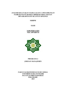 Analisis Kelayakan Usaha Galian C (Penambangan Pasir Dan Batu)Di Desa Siberakunkecamatan Benaikabupaten Kuantan Singingi - Universitas Islam Negeri Sultan Syarif Kasim Riau Repository