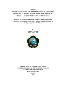 Improving Students' Vocabulary Mastery By Using Text Twist Game At Private Islamic Junior High School Al – Hijrah 2 Lau Dendang 2016 / 2017 Academic Year - Repository Uin Sumatera Utara