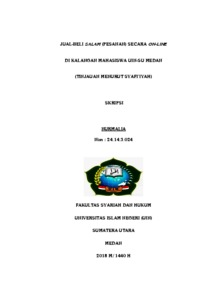 Jual-Beli Salam (Pesanan) Secara On - Line Di Kalangan Mahasiswa Uin-Su Medan (Tinjauan Menurut Syafi'iyah) - Repository Uin Sumatera Utara