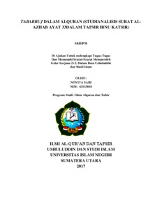 Tabarruj Dalam Alquran (Studi Analisis Surat Al-Azhab Ayat 33 Dalam Tafsir Ibnu Katsir) - Repository Uin Sumatera Utara