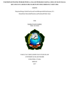 Partisipasi Politik Pemilih Pemula Dalam Pemilihan Kepala Desa Di Manunggal Kecamatan Labuhan Deli Kabupaten Deli Serdang Tahun 2016 - Repository Uin Sumatera Utara