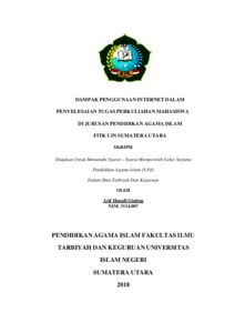 Dampak Penggunaan Internet Dalam Penyelesaian Tugas Perkuliahan Mahasiswa Di Jurusan Pendidikan Agama Islam Fitk Uin Sumatera Utara - Repository Uin Sumatera Utara
