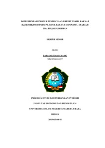 Implementasi Produk Pembiayaan Kredit Usaha Rakyat (Kur) Mikro Ib Pada Pt. Bank Rakyat Indonesia Syariah Tbk. Binjai Sudirman - Repository Uin Sumatera Utara