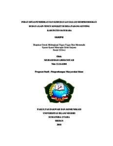Peran Dinas Pendidikan Dan Kebudayaan Dalam Mempromosikan Budaya Kain Tenun Songket Di Desa Padang Genting Kabupaten Batubara - Repository Uin Sumatera Utara