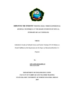 Improving The Students' Writing Skill Through Personal Journal Technique At Viii Grade Students Of Mts Al-Ittihadiyah Laut Dendang. - Repository Uin Sumatera Utara