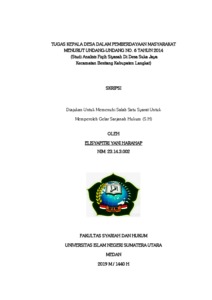 Tugas Kepala Desa Dalam Pemberdayaan Masyarakat Menurut Undang-Undang No. 6 Tahun 2014 (Studi Analisis Fiqih Siyasah Di Desa Suka Jaya Kecamatan Besitang Kabupaten Langkat) - Repository Uin Sumatera Utara