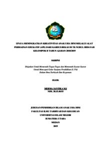 Upaya Meningkatkan Kreativitas Anak Usia Dini Melalui Alat Permainan Edukatif (Ape) Dari Kardus Bekas Di Tk Nurul Hidayah Kelompok B Tahun Ajaran 2018/2019 - Repository Uin Sumatera Utara