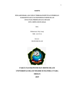 Pengaruh Harga Dan Minat Terhadap Keputusan Pembelian Mahasiswi Fakultas Ekonomi Dan Bisnis Islam Uin-Su Pada Produk Busana Muslim Zoya Sisingamangaraja - Repository Uin Sumatera Utara
