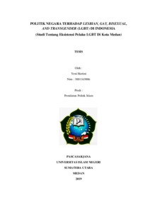 Politik Negara Terhadap Lesbian, Gay, Bisexual, And Transgender (Lgbt) Di Indonesia (Studi Tentang Eksistensi Pelaku Lgbt Di Kota Medan) - Repository Uin Sumatera Utara